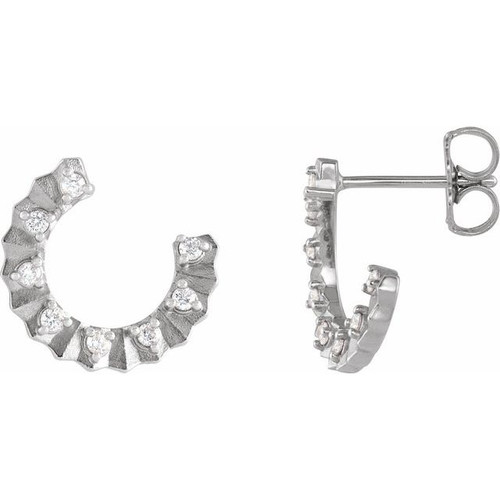 Sterling Silver 1/8 CTW Natural Diamond Forward-Facing 12.7 mm Earrings