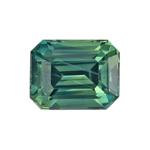 2.07 Carat Vivid Open Blue Green Sapphire Gemstone, Natural Unheated Octagon, Bright & Lively, 7.4 x 5.8 mm