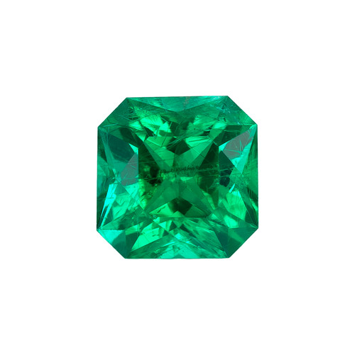 0.58 Carat Vivid Medium Rich Green Emerald Gemstone Emerald Cut