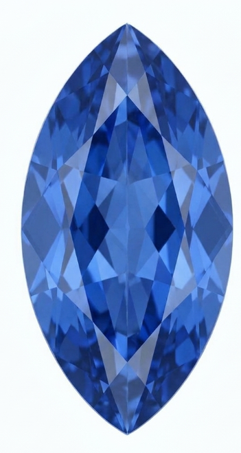 Chatham Lab Created Cornflower Blue Sapphire Gemstone – Marquise Cut – GEM Grade