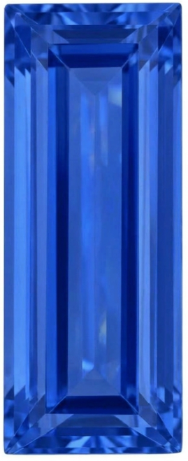 Chatham Lab Created Cornflower Blue Sapphire Gemstone – Baguette Cut – GEM Grade