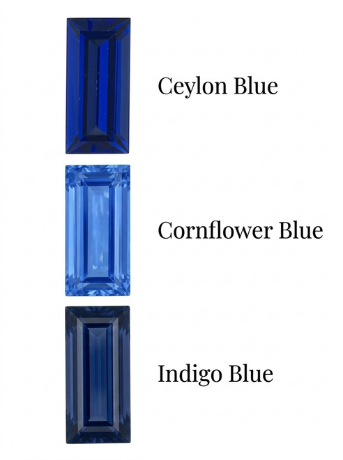 Chatham Lab Created Cornflower Blue Sapphire Gemstone – Baguette Cut – GEM Grade