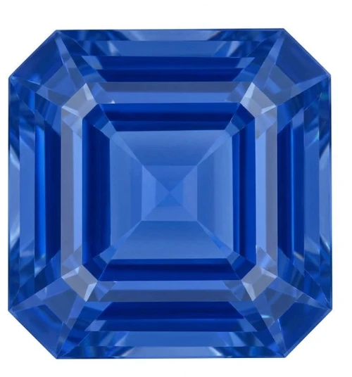 Chatham Lab Created Ceylon Blue Sapphire Gemstone – Asscher Cut – GEM Grade