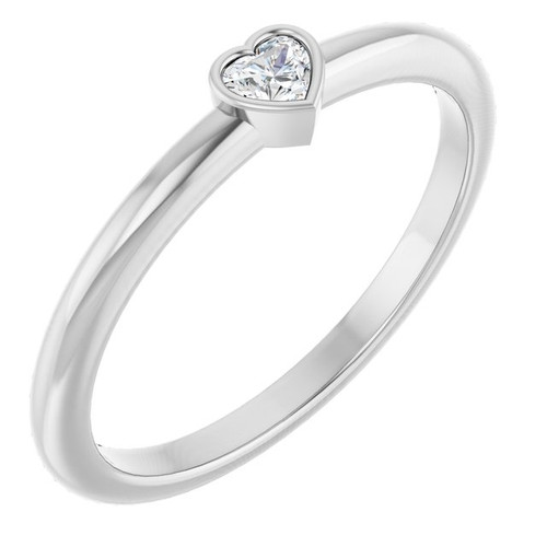 Platinum 1/10 CT Natural Diamond Stackable Ring