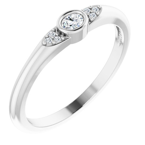 14K White .07 CTW Natural Diamond Stackable Ring