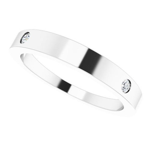 14K White .05 Natural Diamond Engravable Ring