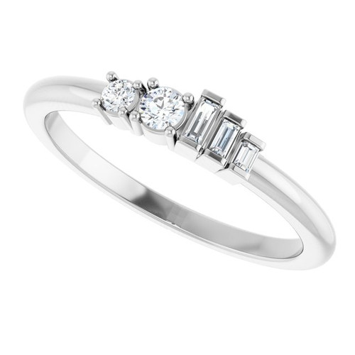 14K White 1/8 CTW Natural Diamond Stackable Ring