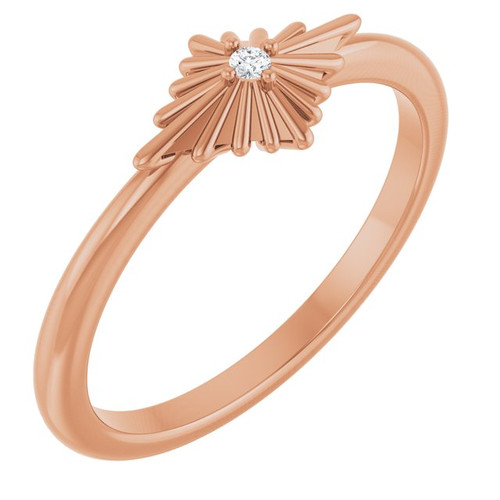 14K Rose .015 CT Natural Diamond Star Ring