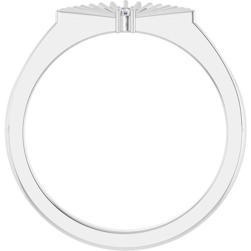 14K White .015 CT Natural Diamond Fan Ring