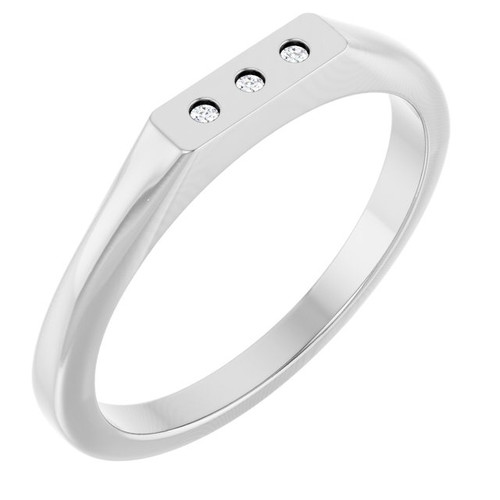 14K White .02 CTW Natural Diamond Three-Stone Ring