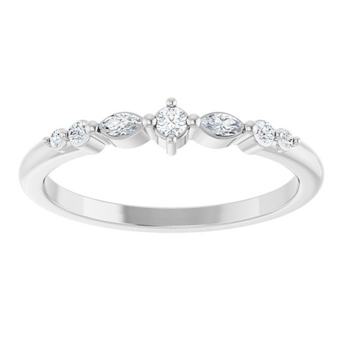 14K White 1/8 CTW Natural Diamond Stackable Ring