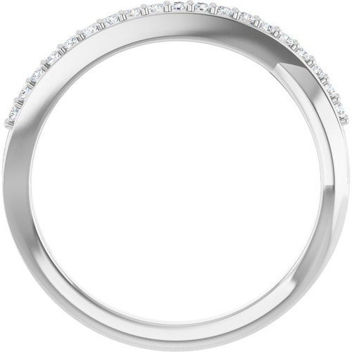 14K White 1/8 CTW Natural Diamond Criss Cross Ring