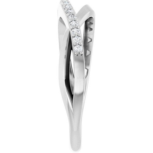 14K White 1/8 CTW Natural Diamond Criss Cross Ring