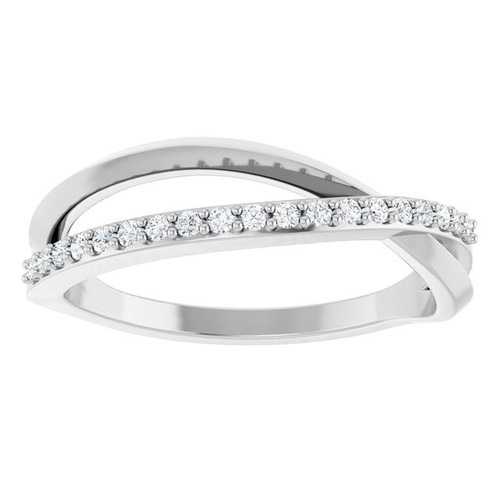 Sterling Silver 1/8 CTW Natural Diamond Criss Cross Ring