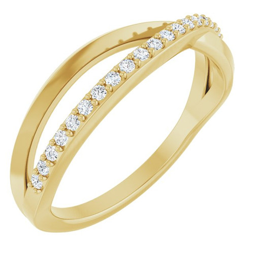14K Yellow 1/8 CTW Natural Diamond Criss Cross Ring