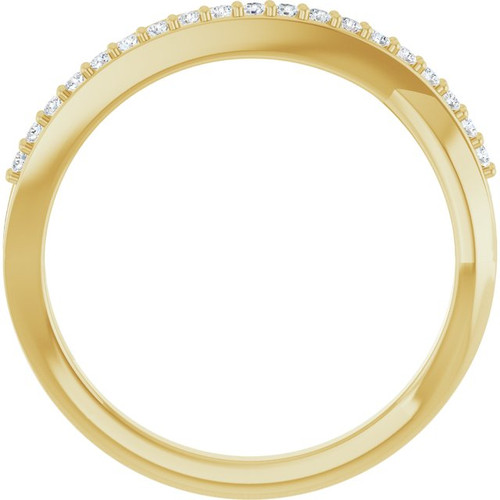 14K Yellow 1/8 CTW Natural Diamond Criss Cross Ring