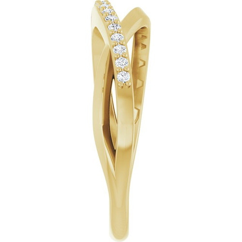 14K Yellow 1/8 CTW Natural Diamond Criss Cross Ring