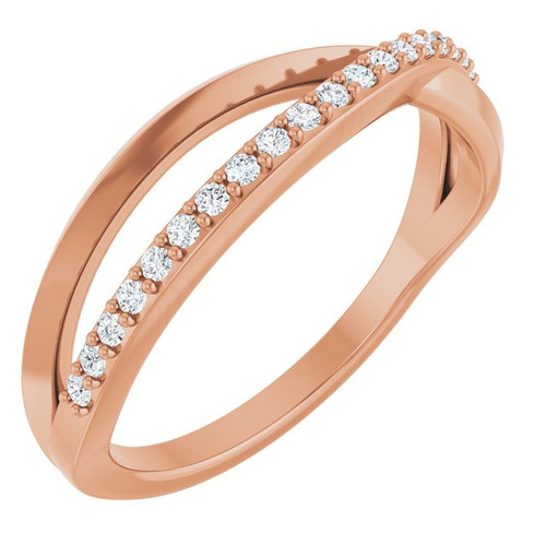 14K Rose 1/8 CTW Natural Diamond Criss Cross Ring