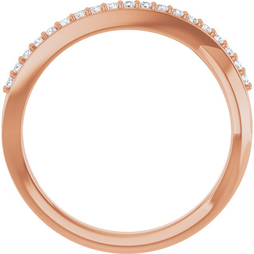 14K Rose 1/8 CTW Natural Diamond Criss Cross Ring