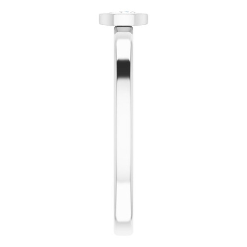 14K White 1/6 CT Natural Diamond Solitaire Bezel-Set Ring