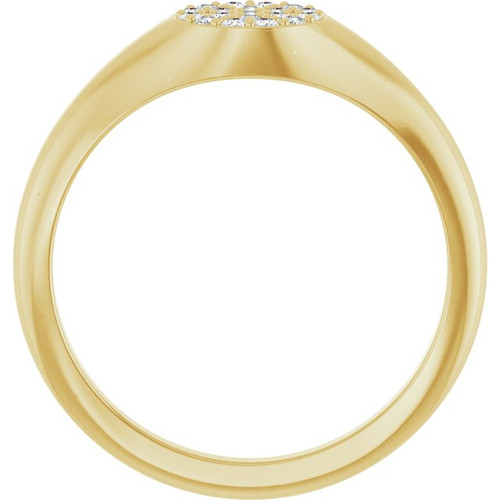 14K Yellow 1/8 CTW Natural Diamond Pave Signet Ring