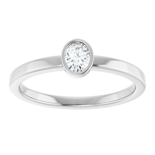 Sterling Silver 1/5 CT Natural Diamond Solitaire Bezel-Set Ring
