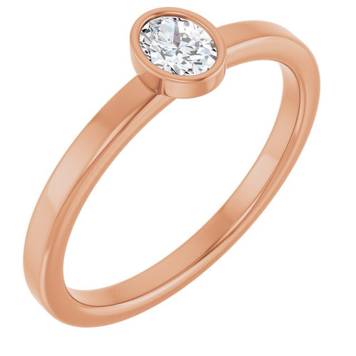 14K Rose 1/5 CT Natural Diamond Solitaire Bezel-Set Ring