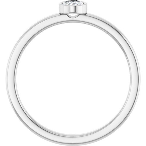 14K White 1/5 CT Natural Diamond Solitaire Bezel-Set Ring
