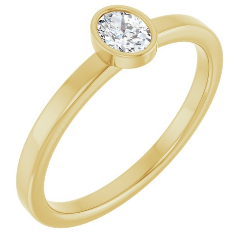 14K Yellow 1/5 CT Natural Diamond Solitaire Bezel-Set Ring