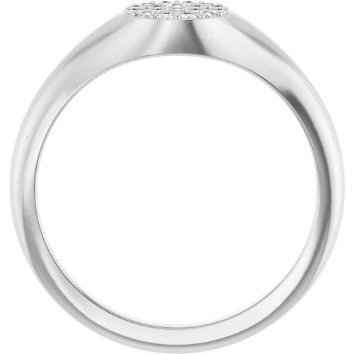 Sterling Silver 1/8 CTW Natural Diamond Pave Signet Ring
