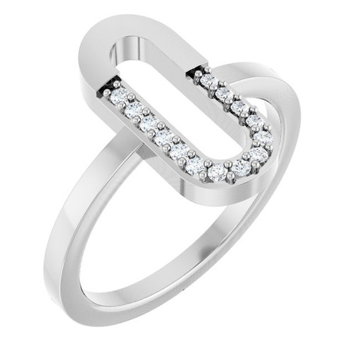 Sterling Silver 1/10 CTW Natural Diamond Paperclip-Style Ring 