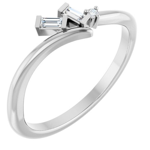 Sterling Silver .06 CTW Natural Diamond Bypass Ring