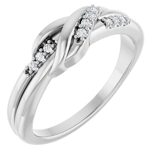 Sterling Silver .07 CTW Natural Diamond Knot Ring