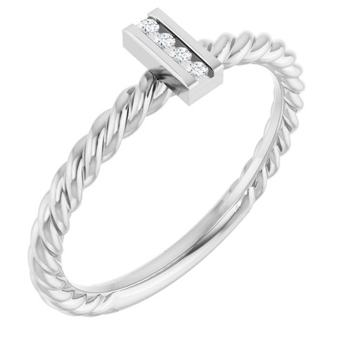 Platinum .03 CTW Natural Diamond Rope Ring