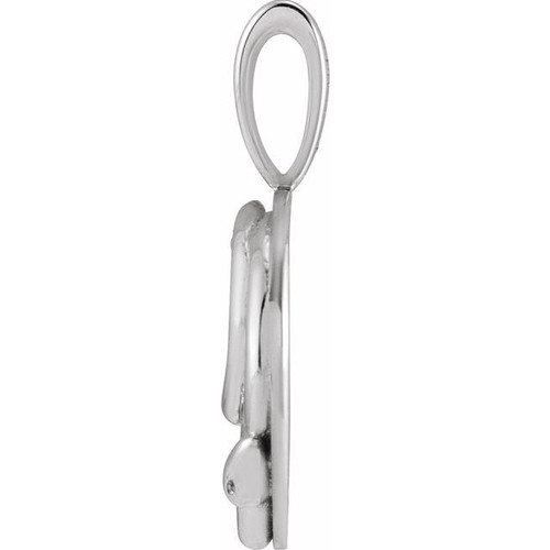14K White .015 CT Natural Diamond Chinese Zodiac Snake Pendant