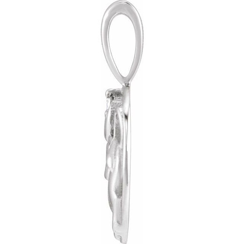 14K White .015 CT Natural Diamond Chinese Zodiac Ox Pendant