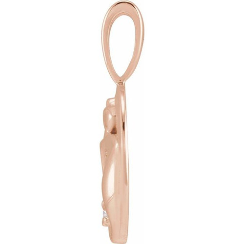 14K Rose .015 CT Natural Diamond Chinese Zodiac Rat Pendant