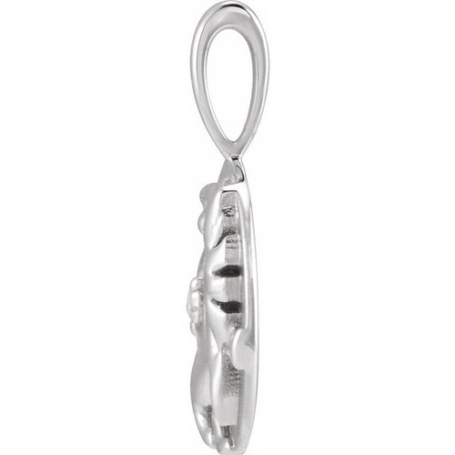 14K White .015 CT Natural Diamond Chinese Zodiac Tiger Pendant