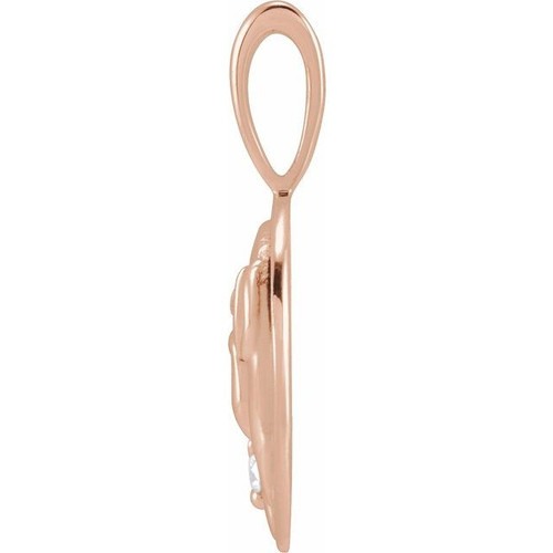14K Rose .015 CT Natural Diamond Chinese Zodiac Pig Pendant