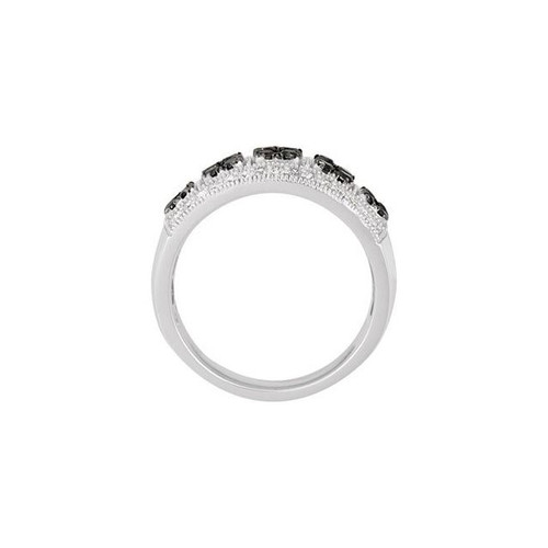 Diamond Ring in 14 Karat White Gold Black Rhodium Plated 0.75 Carat Black and Diamond Ring