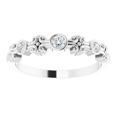 14K White .10 CTW  Natural Diamond Bezel-Set Ring              