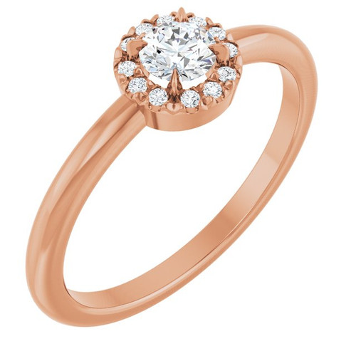 14K Rose 1/4 CTW Natural Diamond French-Set Halo-Style Ring 