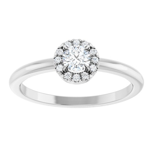 14K White 1/4 CTW Natural Diamond French-Set Halo-Style Ring 