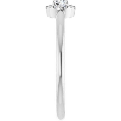 14K White 1/8 CTW Natural Diamond French-Set Halo-Style Ring 