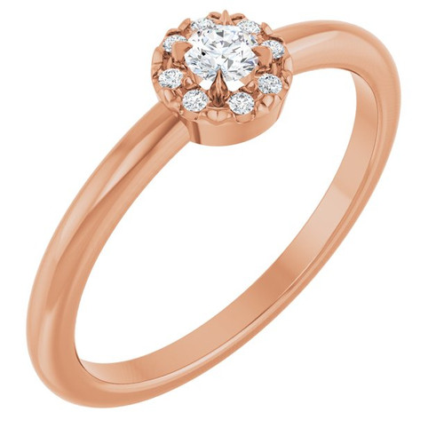 14K Rose 1/8 CTW Natural Diamond French-Set Halo-Style Ring 