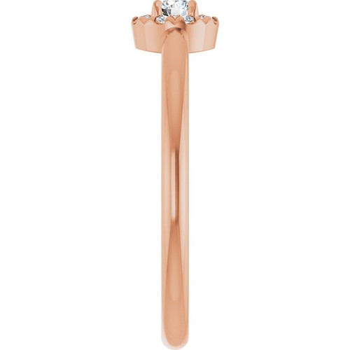 14K Rose 1/8 CTW Natural Diamond French-Set Halo-Style Ring 
