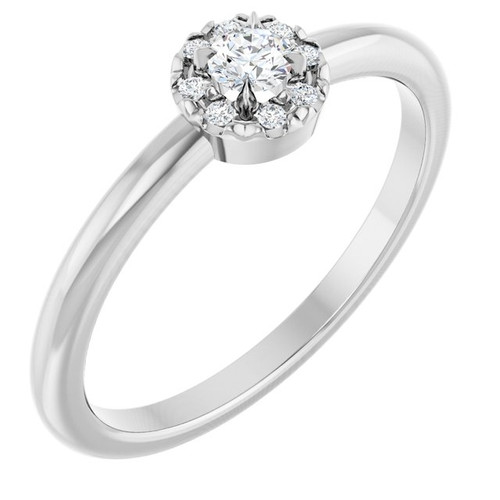 Sterling Silver 1/8 CTW Natural Diamond French-Set Halo-Style Ring 
