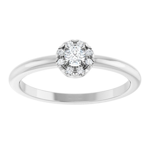 Sterling Silver 1/8 CTW Natural Diamond French-Set Halo-Style Ring 