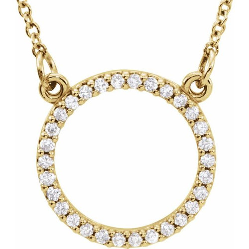 14 Karat Yellow Gold Lab Grown Circle Necklace 1/8 CTW, 16 Inch - $947