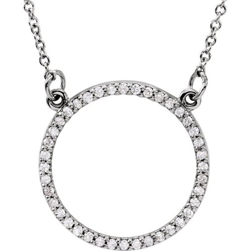 14 Karat White Gold Lab Grown Circle Necklace 1/5 CTW, 16 Inch - $1,018